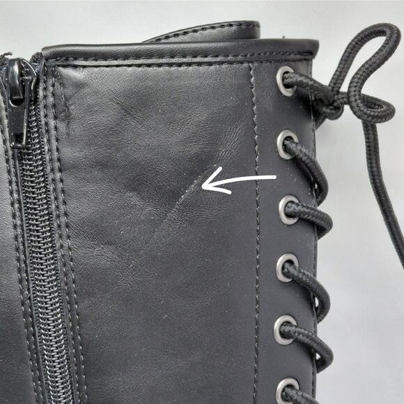 Wild Pair Womens Combat Boot Size 9.5 Black Knee High Lace Up Lug Sole Goth Moto - Picture 12 of 12